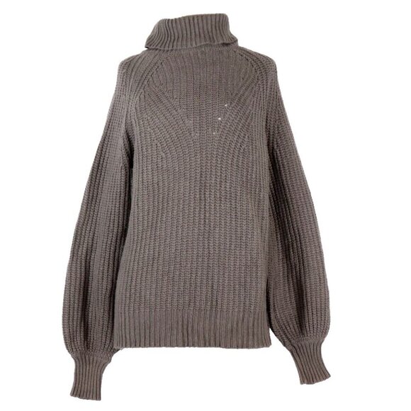 Goat Library Women’s Size US8 Medium Green Mock Neck Jumper Sweater Knit Shirt - Picture 2 of 7